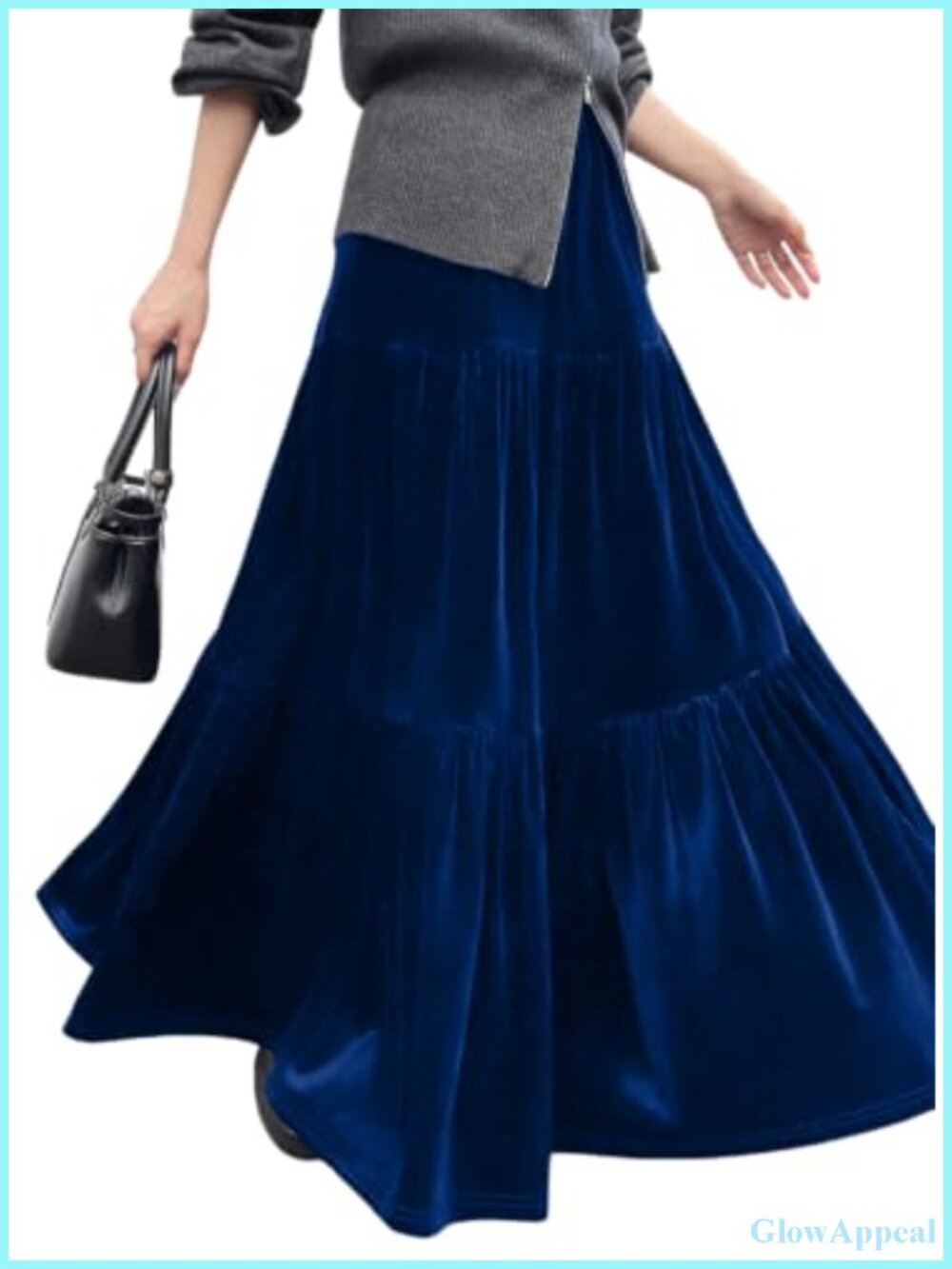 Women's Maxi Skirt Ruffle Flowy Long Velvet Business Casual